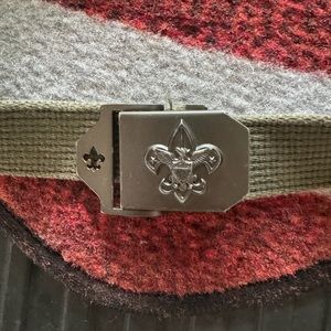 BSA belt buckle with green web belt